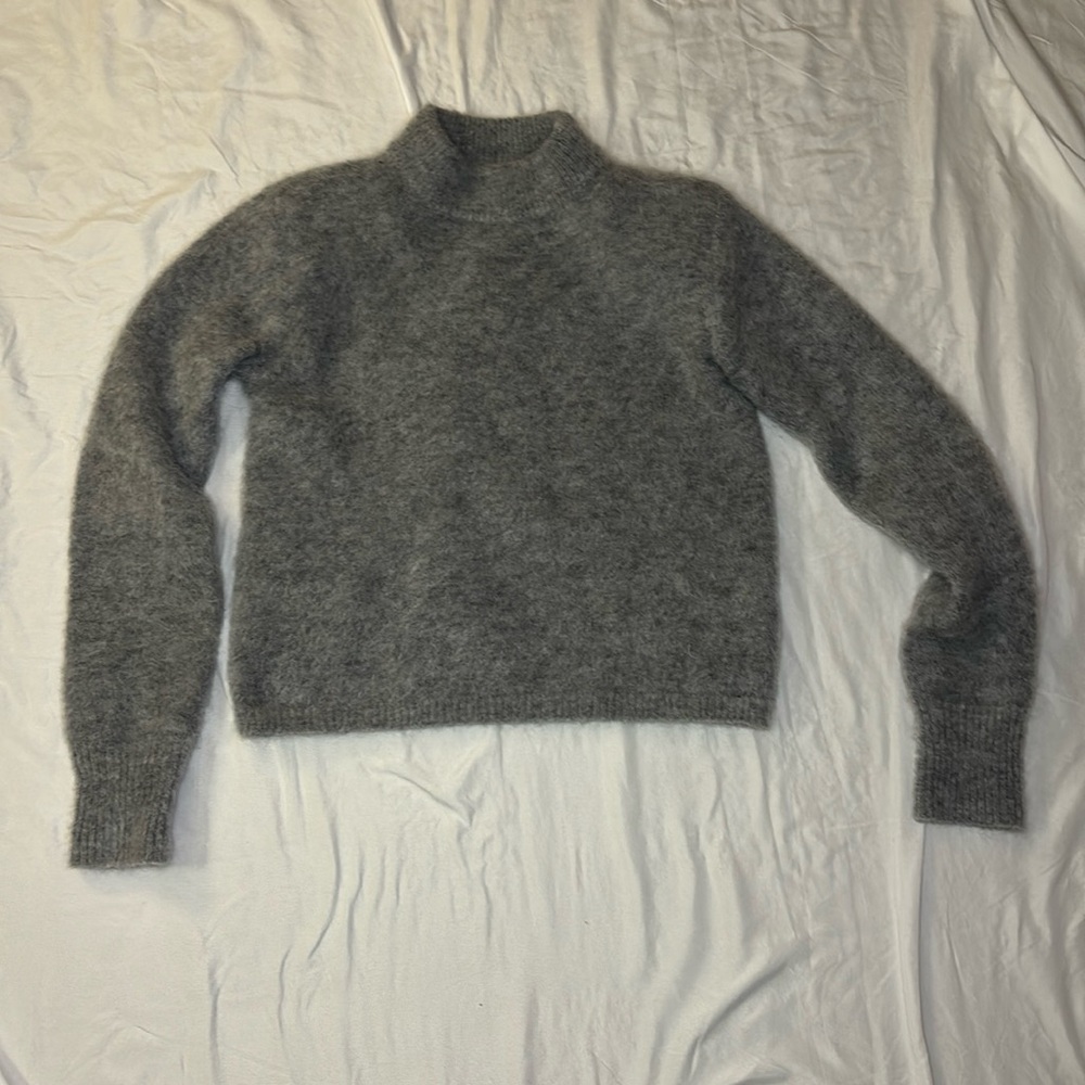 H&M wool mohair blend grey mock neck sweater
